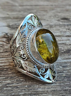 跨境热卖古典尊宝石双色合金戒指艺术雕刻欧美复古风时尚情侣指环