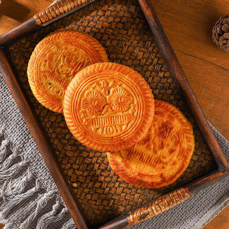 送礼山西吕梁临县特产空心月饼礼盒脆皮空壳红糖胡麻油五仁月饼纯