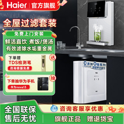 海尔管线机家用壁挂式餐边柜直饮机加热一体反渗透RO纯净水器套装