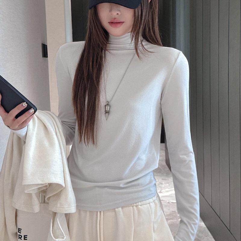 馨之凝秋冬半领打底衫女内搭天丝羊毛混纺级感修身显瘦外穿上衣