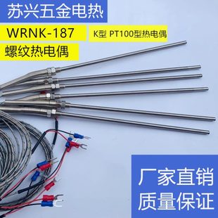 PT100型 187 187K 热电偶WZP WRN 高温线铠装 固定M8螺纹式 探针式