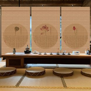饰 阳台遮阳竹帘窗帘禅意茶室隔断帘民宿饭店背景屏风帘复古遮光装