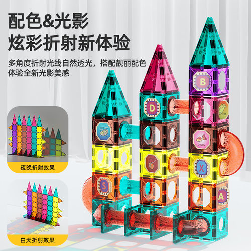 纽奇儿童磁力片彩窗轨道益智