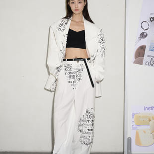 男女款 Wardrobe 外套寬松闊腿西褲 白色涂鴉撞色西裝 Boom新品 秋季
