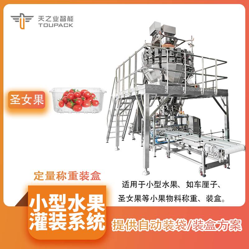 中山厂家天之业智能圣女果树莓鲜果自动称重装盒蓝莓称重包装系统