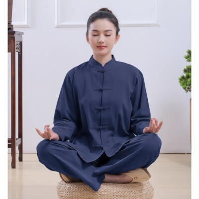 中式佛系禅服太极服修行套装纯棉