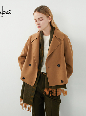 ZB/珍贝秋冬新品100%山羊绒时尚百搭女大衣外套百搭通勤简约99308