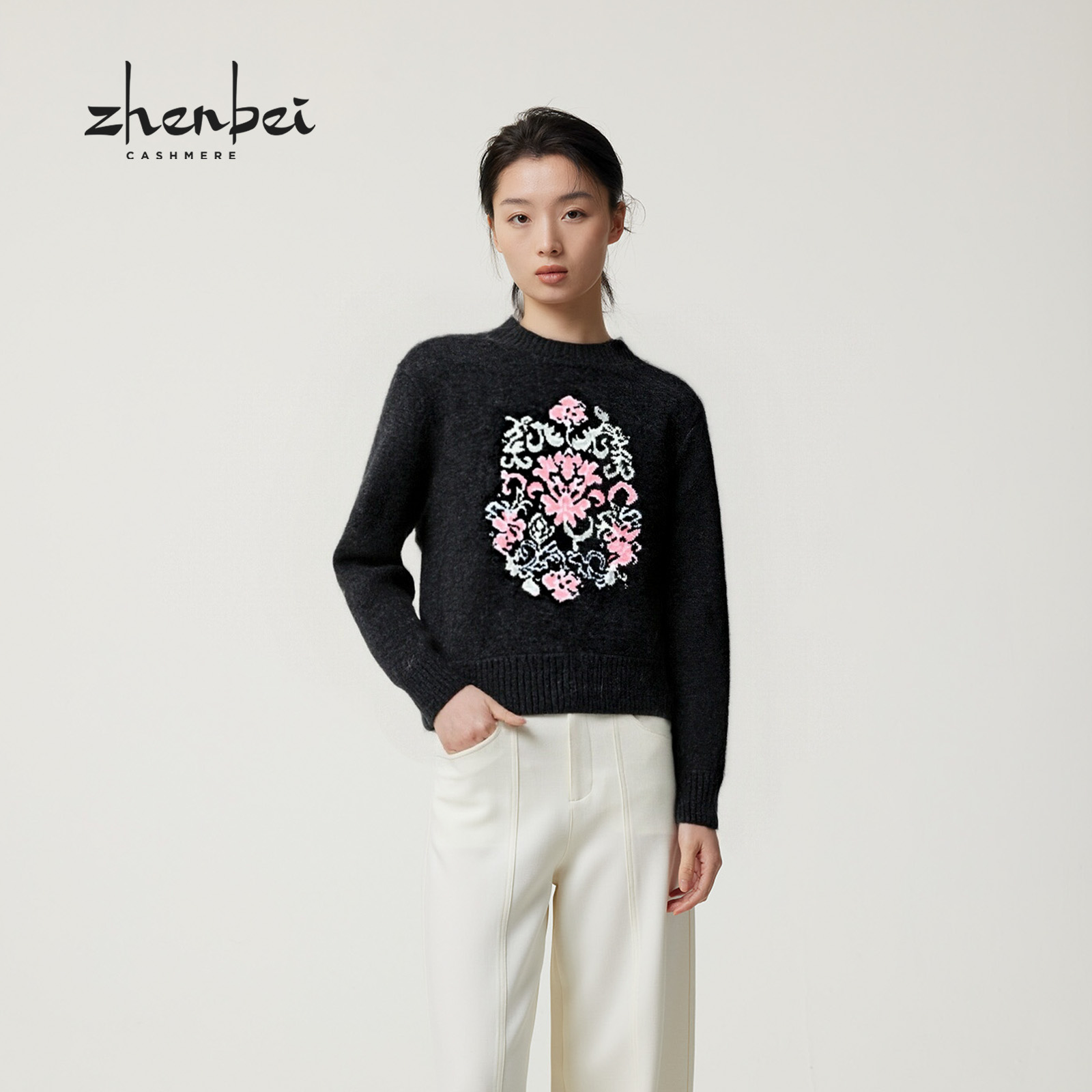 ZB/珍贝100%纯山羊绒女衫