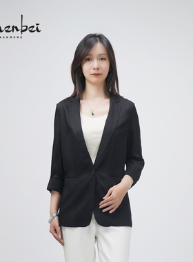 ZB/珍贝2025春夏新品纯色桑蚕丝女一粒扣西装服百搭职业/H104113