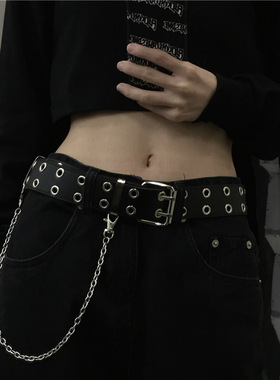 铆钉朋克黑色星星皮带男女同款2025新款宽腰带设计感小众复古百搭