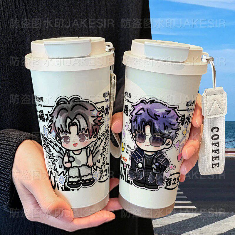 薛之谦可爱周边保温杯不锈钢学生高颜值吸管双饮大容量咖啡水杯