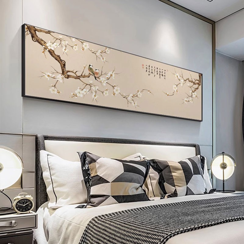 卧室床头装饰画新中式客厅沙发背景墙横幅挂画酒店宾馆房间画