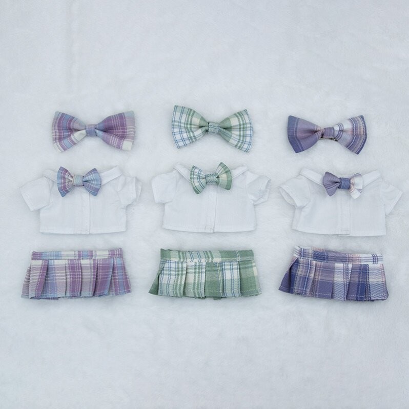 10cm20cm娃衣JK裙子套装现货15cm棉花娃娃衣服配饰公仔领结百褶裙
