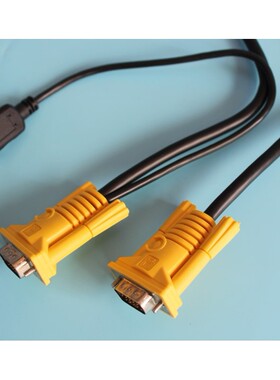 全新迈拓 黄头USB3米全铜KVM切换器线 单头USBKVM线 VGA针对针