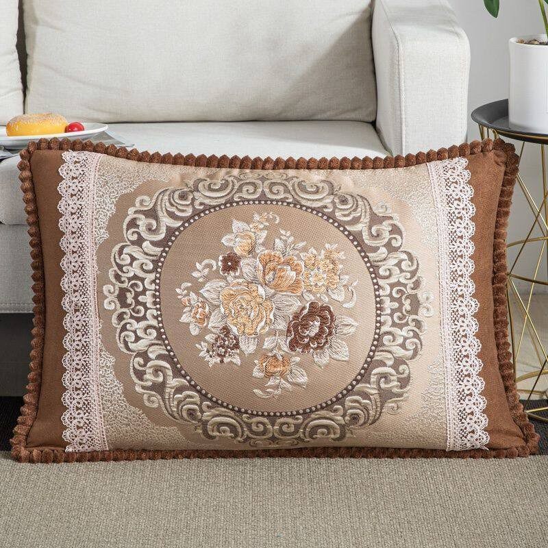 欧式提花抱枕沙发靠垫抱枕套刺绣长方形客厅沙发靠枕护腰靠背头枕