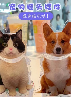 宠物摇头摆件家居搞笑装饰桌面照片定制猫咪小摆件车载小狗摇一摇