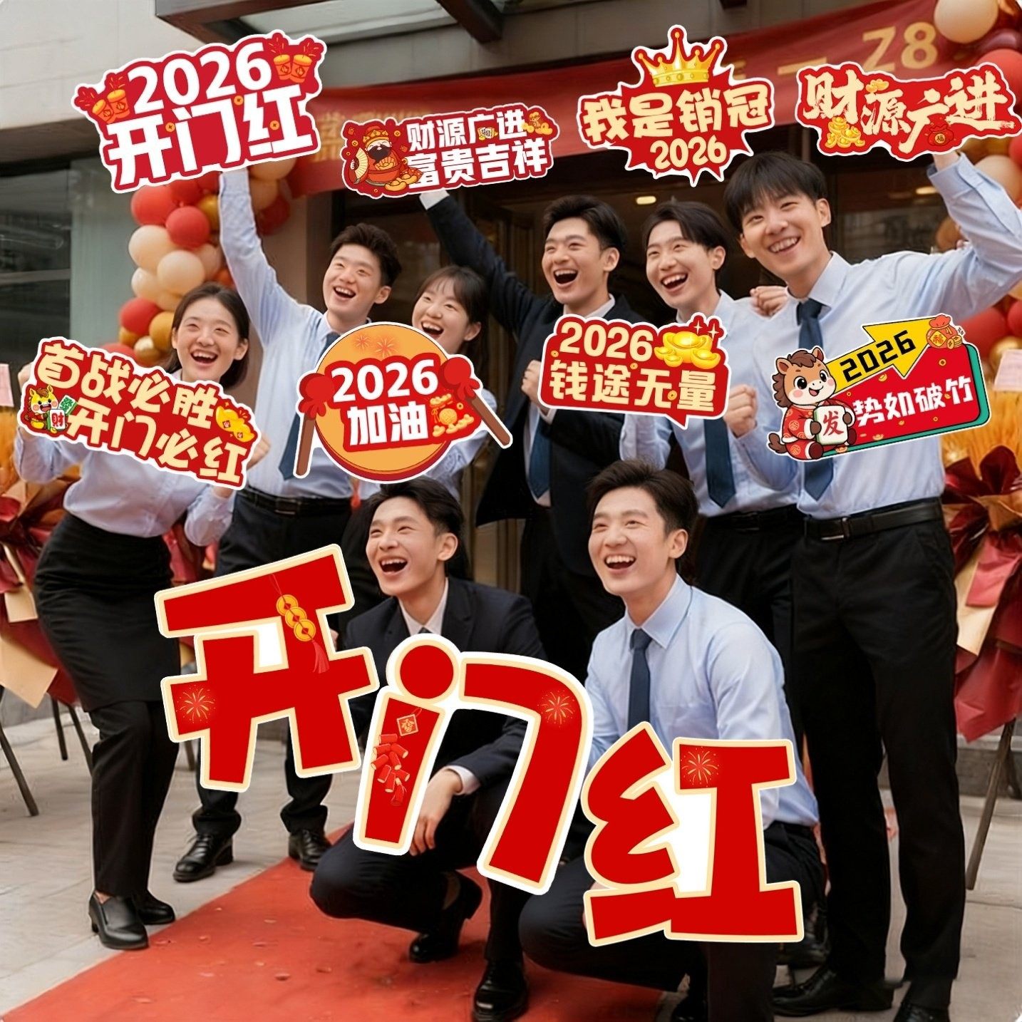 2026马年开门红公司团建手举牌装饰布置氛围新年kt板合影拍照,节庆用品/礼品,装扮布置套餐,淘宝优惠券,粉丝福利购,淘宝优惠卷