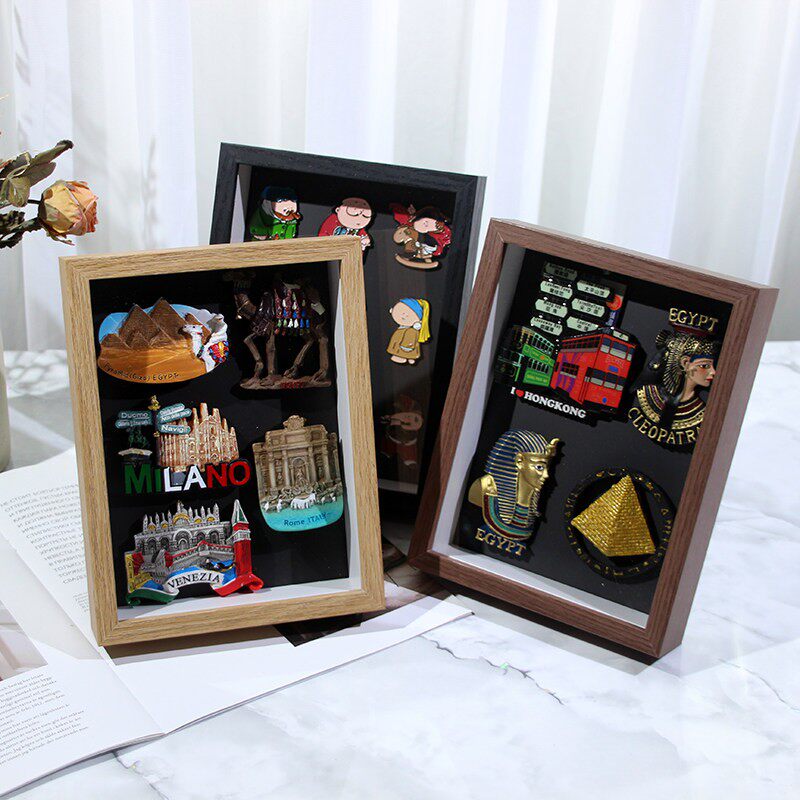 磁吸徽章收纳盒子冰箱贴磁贴展示架防尘收藏展示板摆台大容量