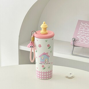 大号大容量带吸管316不锈钢保冷保温杯可爱女生高颜值便携水杯子