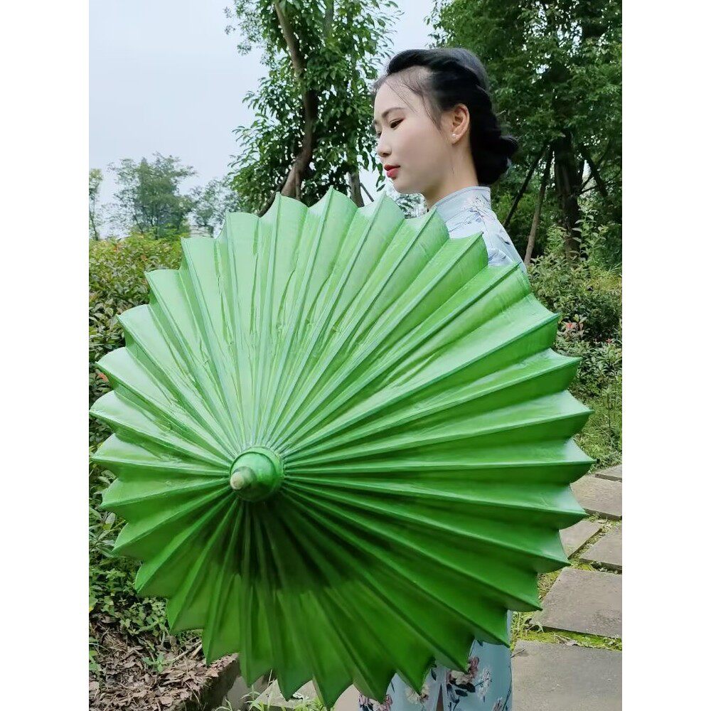老式绿色非遗工艺素色油纸伞桐油防雨实用摄影跳舞走秀包邮拍照伞