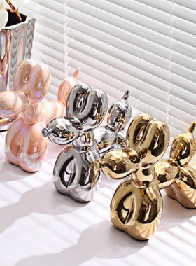 气球狗墙上置物架装饰品小摆件陶瓷北欧创意2022新款现代轻奢电镀