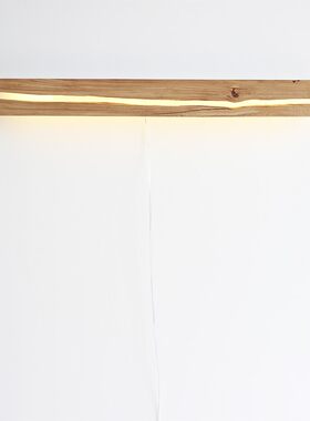 裂木浮灯实木卧室背景裂痕壁灯黑胡桃橡榆木置物墙灯发光搁板横款