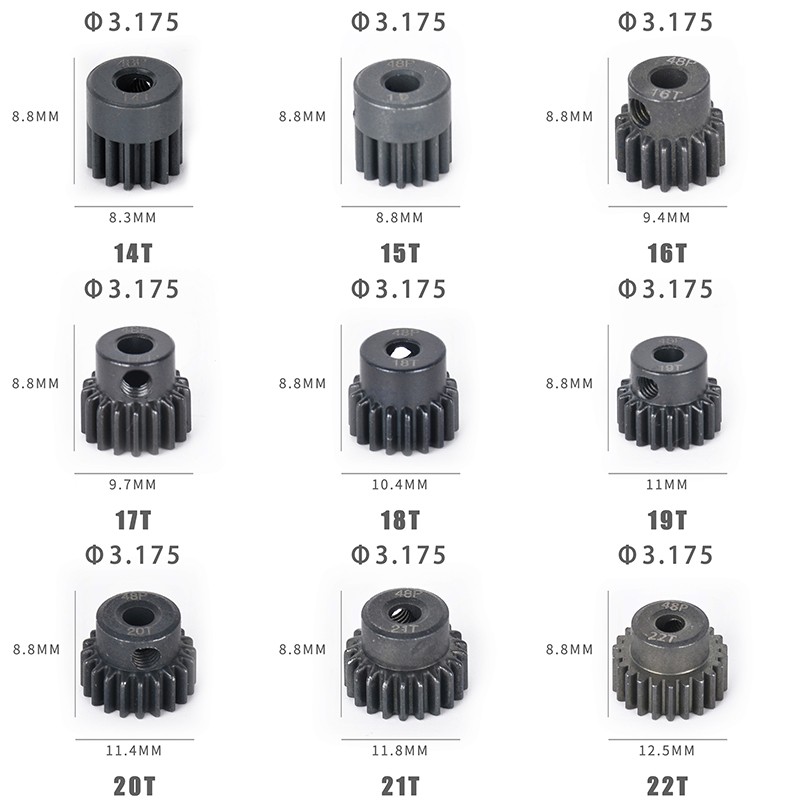 48P马达电机齿3.175mm内径13T-30T金属钢化齿轮scx10攀爬车等通用