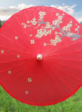 江南手工纸伞 红色梅花实用桐油雨伞 纸伞 摄影拍照道具伞