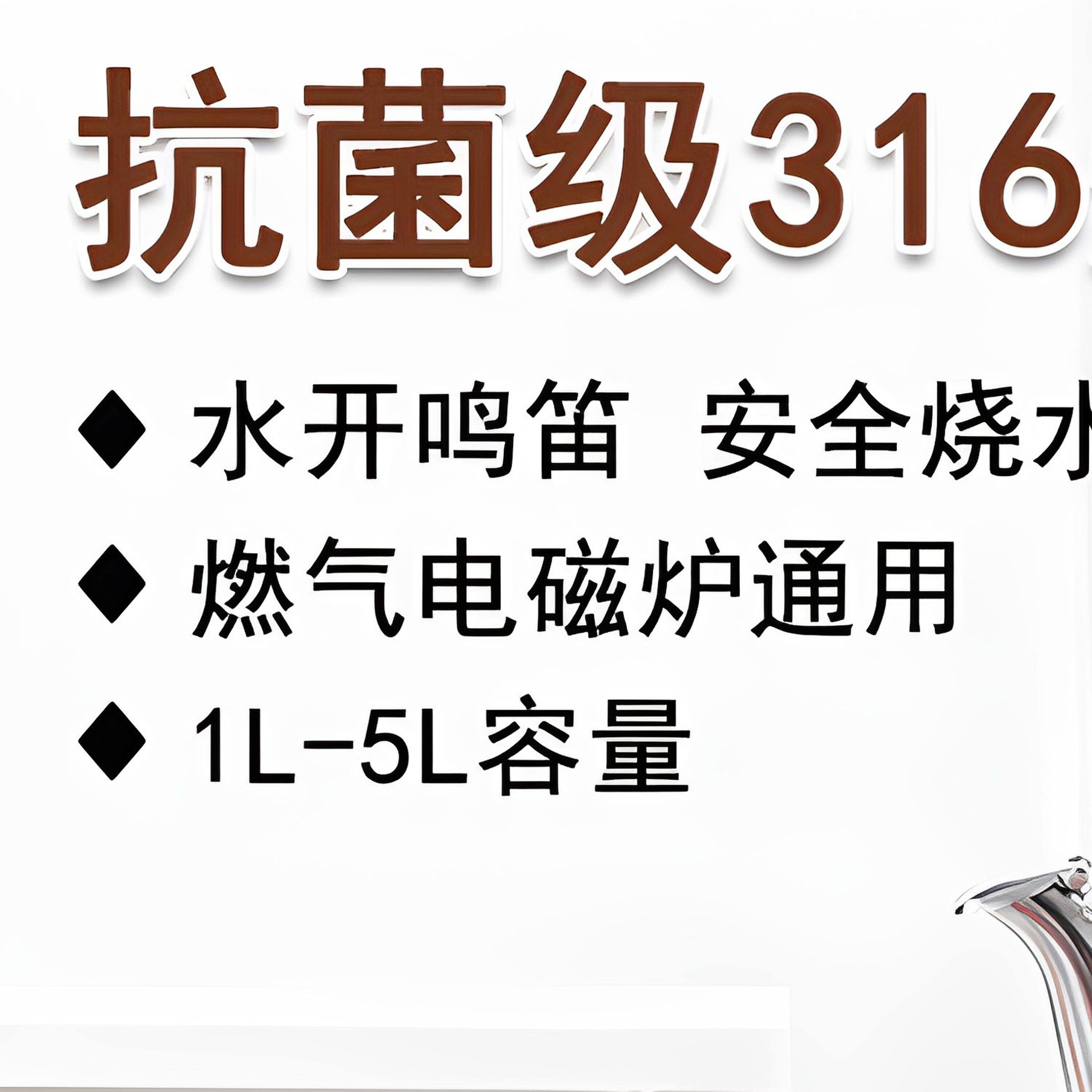 德国316不锈钢烧水壶燃气煤气电磁炉鸣笛明火开水壶加厚茶壶新款