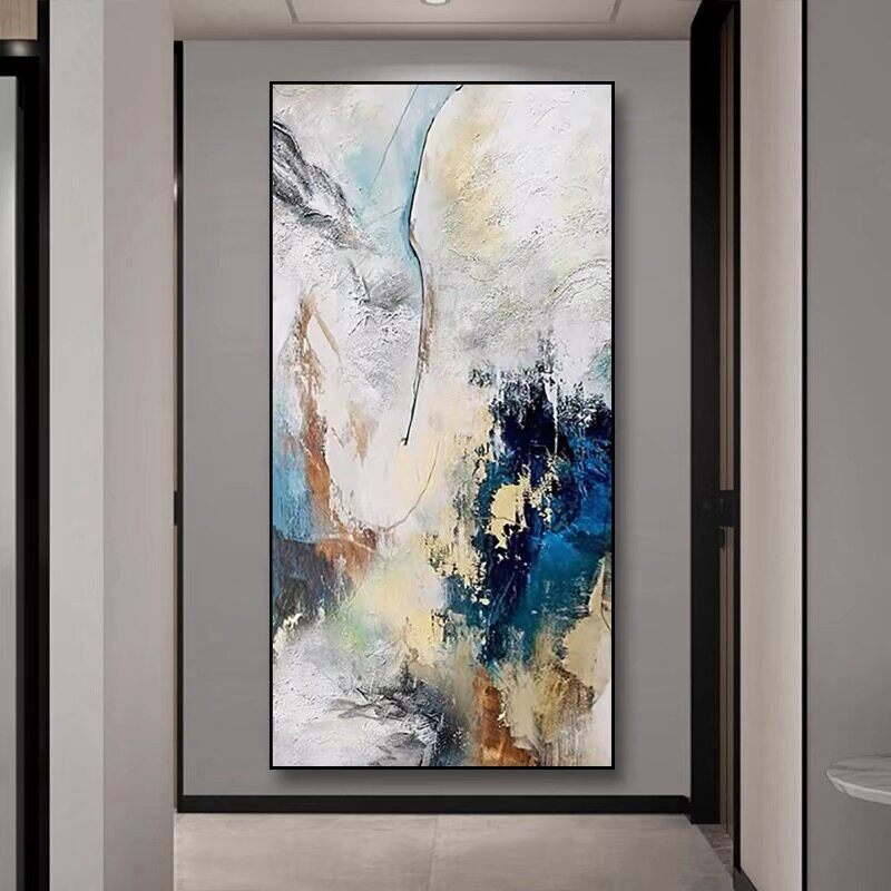 大芬村手绘油画赵无极高级装饰画抽象挂画竖版客厅壁画走廊玄关画