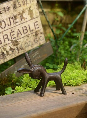 zakka 花园杂货 铸铁俏皮小毛驴摆件 装饰欧式动物 纸镇