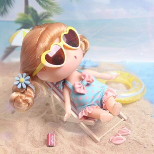 ddung冬己18cm蓝色波点泳衣换装娃娃夏季泳装沙滩换装带配件娃娃