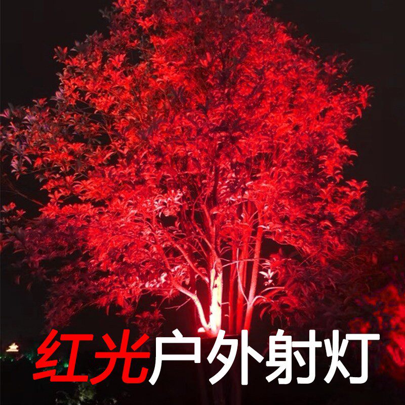 劲亮红光LED投光灯照树灯户外防水射灯庭院景观红色工程亮化树下