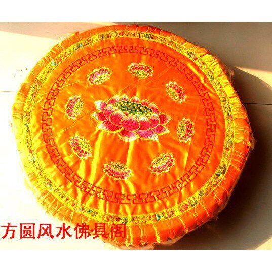 黄色绸缎刺绣九品莲花拜垫 跪垫工艺饰品用品 大号