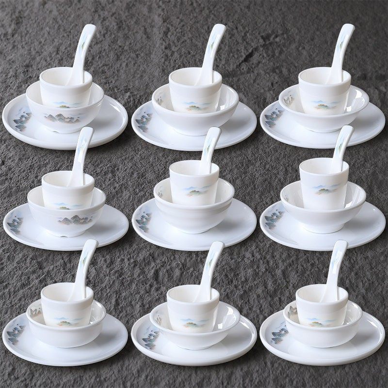 A8白色仿瓷密胺酒店餐具摆台盘碗骨碟勺套装定制三四件套火锅台面,餐饮具,碗,淘宝优惠券,粉丝福利购,淘宝优惠卷