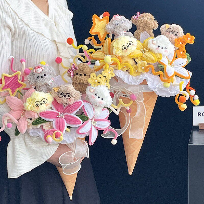 手工扭扭棒小狗玩偶花束成品可爱生日礼物女生送女孩儿童闺蜜毕业