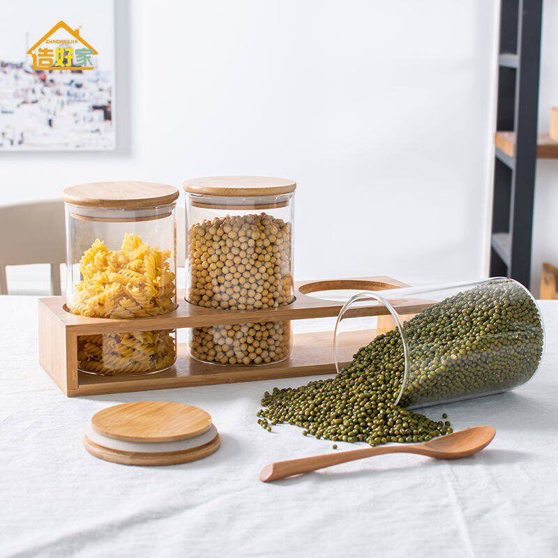 玻璃瓶子密封罐带盖子厨房家用透明大号茶叶罐食品杂粮收纳盒储物