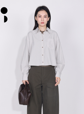 WZWJ/未知未觉复古肌理感纯棉上衣翻领长袖格纹衬衣女W611C11525