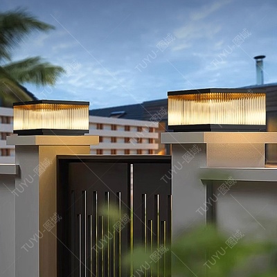 太阳能柱头灯庭院大门灯门柱灯户外围墙灯防水柱子灯别墅大门柱灯