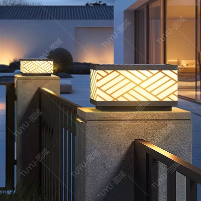 太阳能柱头灯庭院大门灯门柱灯户外围墙灯防水柱子灯别墅大门柱灯