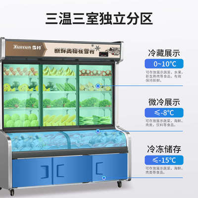 雪村麻辣烫点菜柜冷藏冷冻商用展示柜串串烧烤立式保鲜柜蔬菜冰柜
