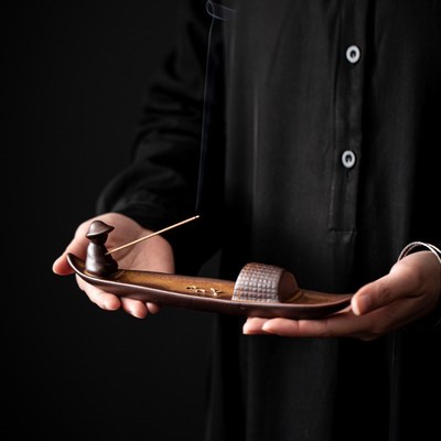 摩康堂渔翁垂钓香插室内家用茶桌熏香器仿古窑变陶瓷线香炉线插座