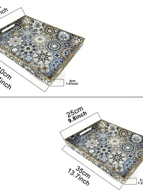 装饰托盘北欧轻奢风托盘长方形家用客厅茶几收纳零食糖果点心盘子