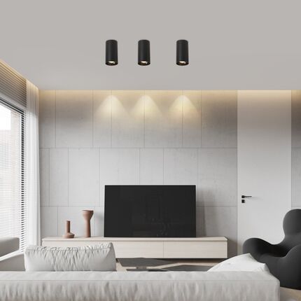 明装筒灯射灯led天花灯免开孔家用圆形吸顶式玄关走道卧室无主灯