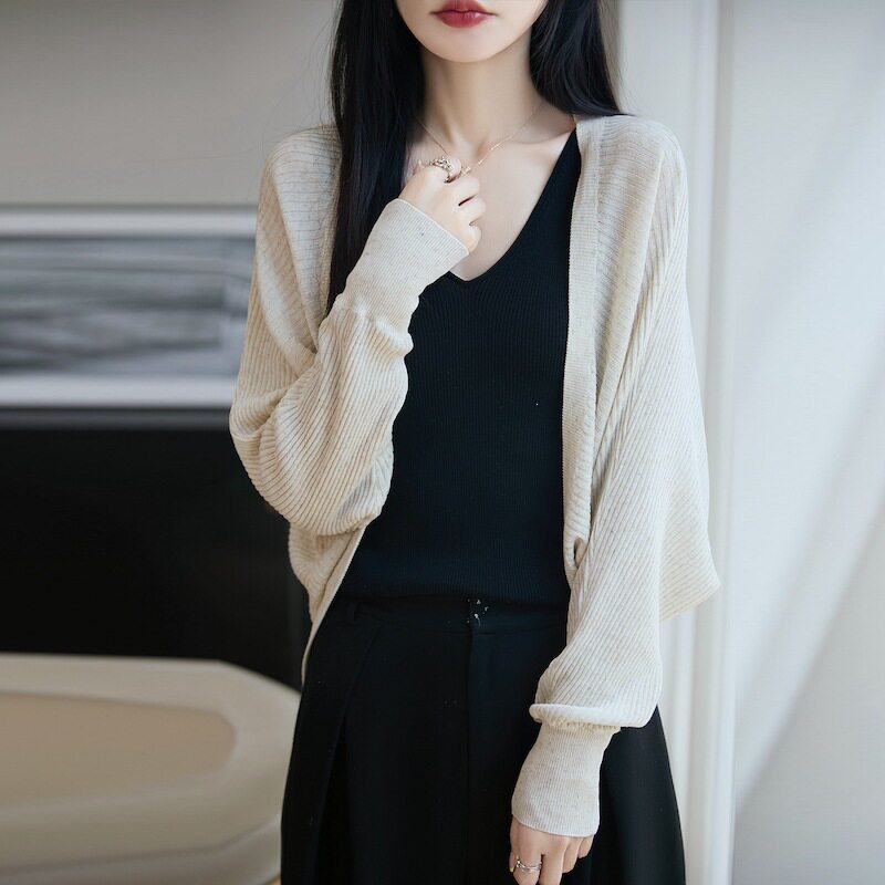 2026夏季新款罩衫网眼空调衫女蝙蝠衫披肩外搭开衫薄款针织上衣