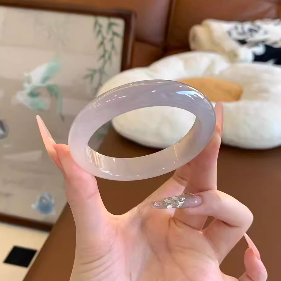 最相物"烟墨系列"缅甸高端紫罗兰冰种翡翠玉手镯子正品真玉石处理