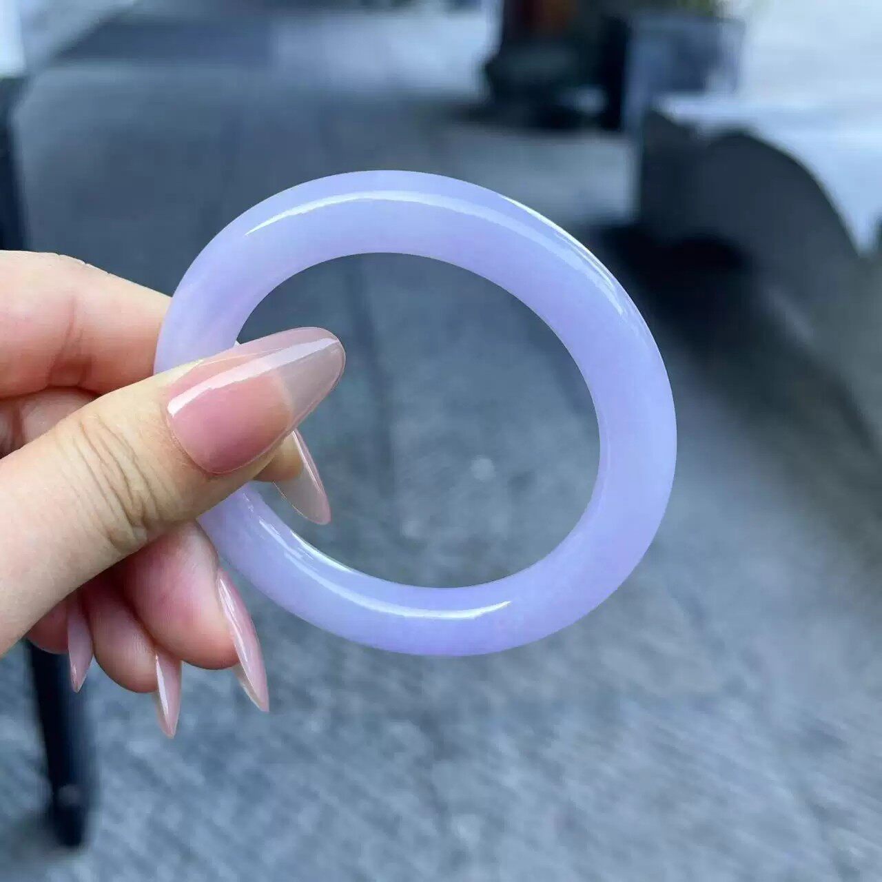 最相物"烟墨系列"缅甸紫罗兰翡翠玉手镯子高端冰种旗舰店玉石处理