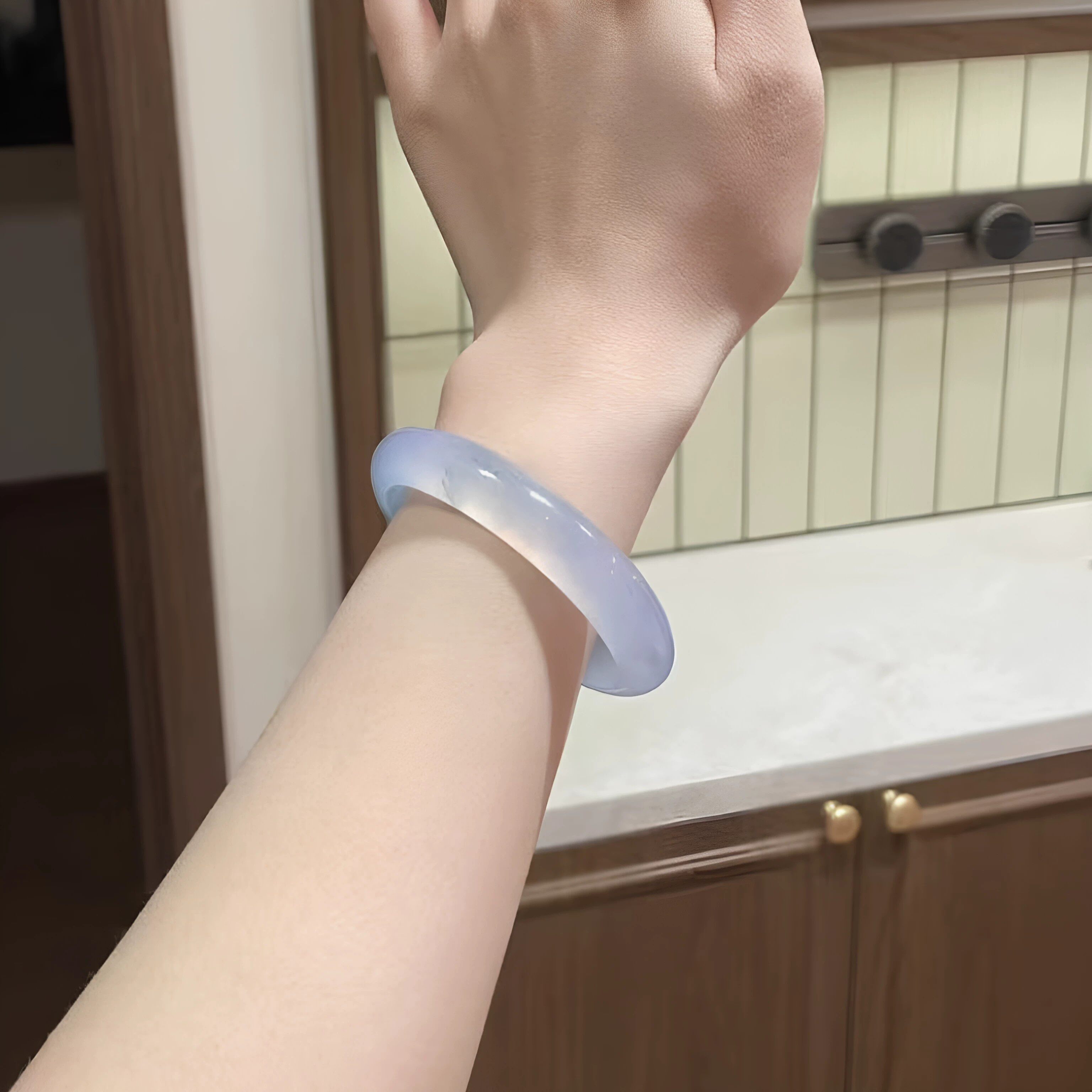 最相物"烟墨系列"高端紫罗兰翡翠冰种玉手镯子正品女真玉翡翠处理