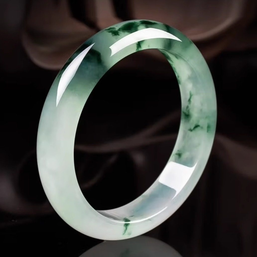 最相物&ldquo;飘然系列&rdquo;缅甸翡翠冰种飘花玉手镯子女款正品真玉石处理