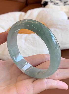 最相物“空青系列”缅甸翡翠玉手镯子女冰透飘花油青冰种玉石饰品